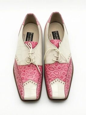 Men’s Pink and Cream Leather Oxford Shoes Size 11